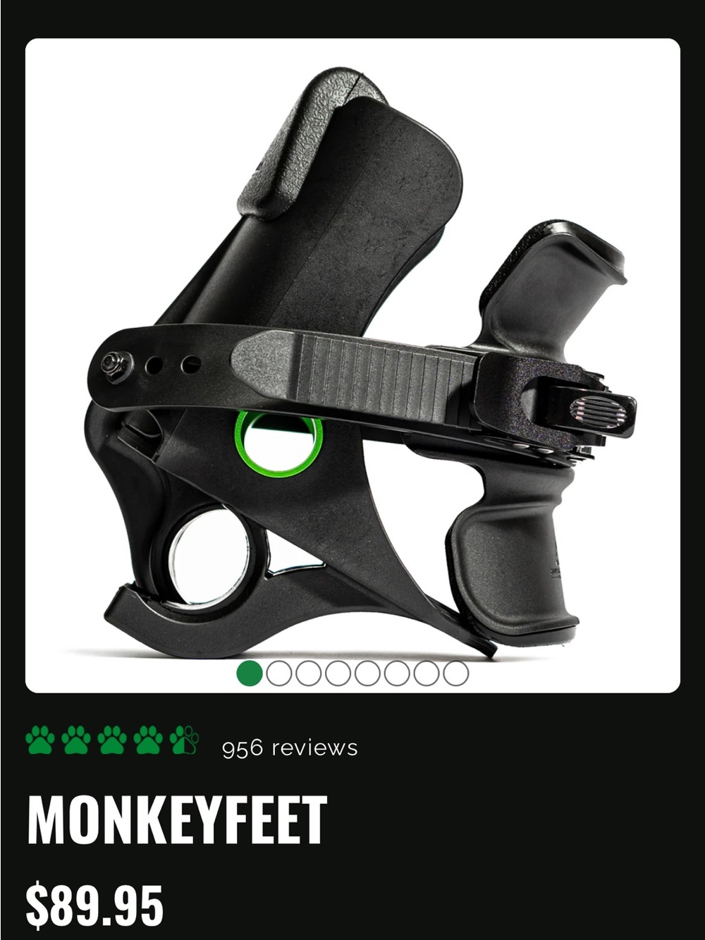 Monkey Feet Black Bike Phone Mount with Green Accent Ring